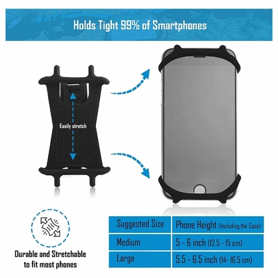 Folding Silicone Bicycle Motorbike Phone Mounts Anti slip RoHS approved