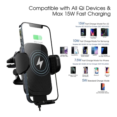 6.7 Inch Qi Wireless Car Charger Mount Automatic Car Phone Holder OEM