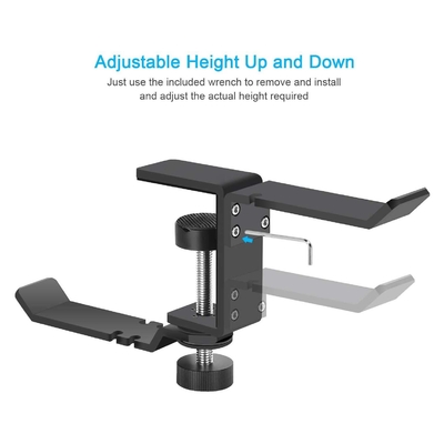 Adjustable Desk Mount Headphone Hanger 60mm 360 Degree Rotation