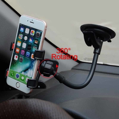 Gooseneck Double Clamp Car Dashboard Phone Mount 3.2inch Width