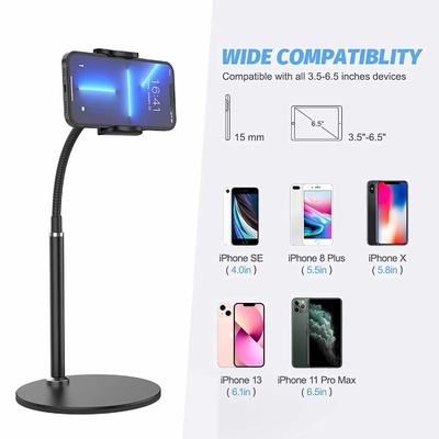 Gooseneck Folding Desktop Phone Stand 350mm Height With Stable Base
