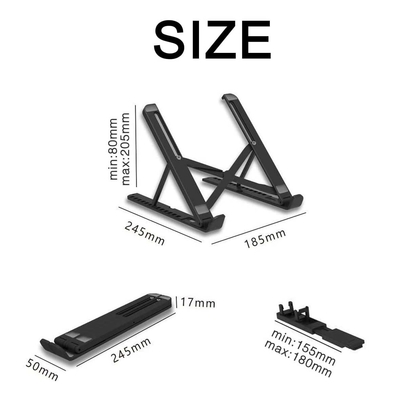 Non Slip Height Adjustable Laptop Stand 245mm With Phone Holder