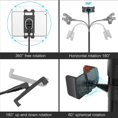 Adjustable Long Gooseneck Phone Holder 64.96 Inch Tripod Tablet Stand