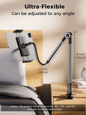 Phone Tablet Holder Gooseneck Mount Clamp Flexible Lazy Long Arm